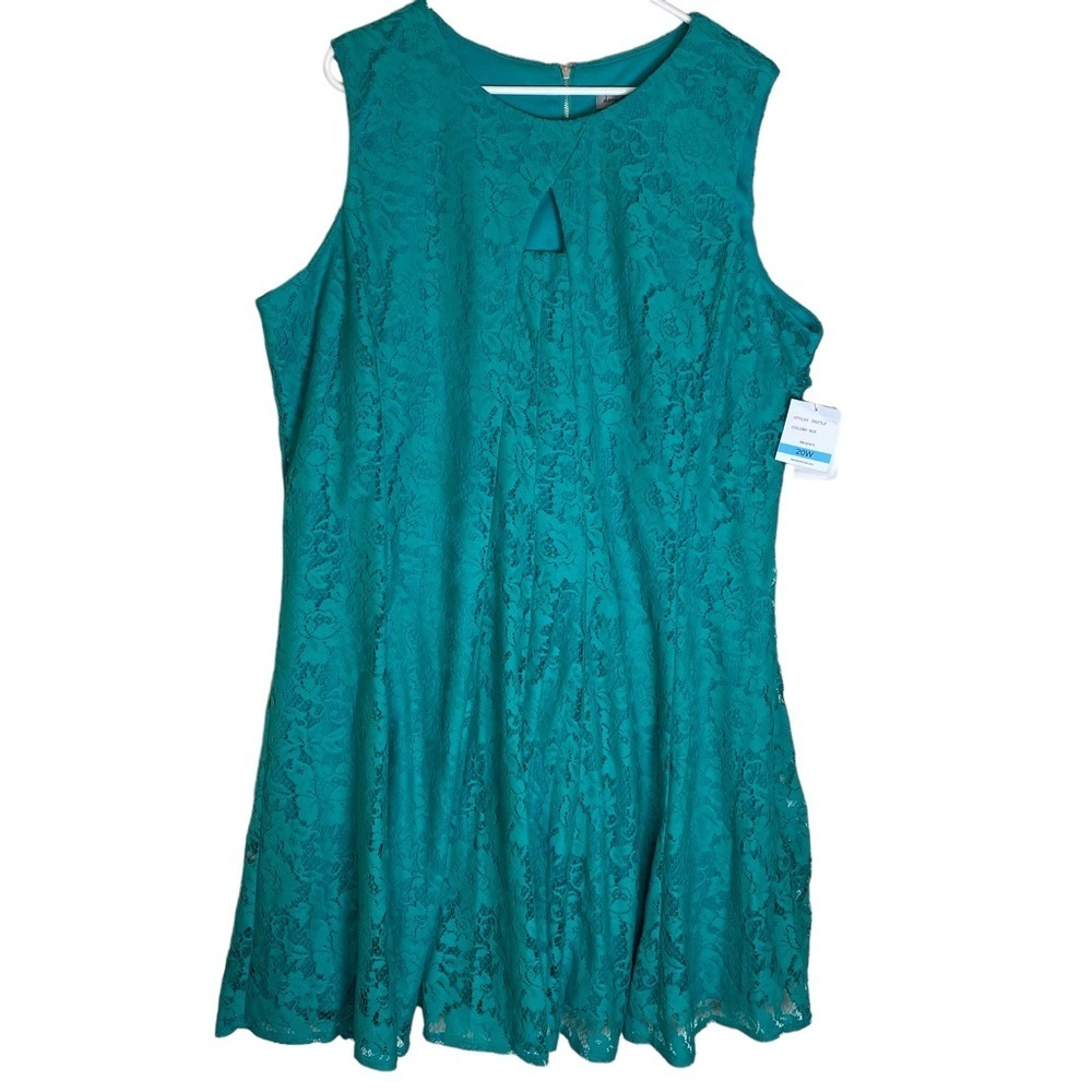 Danny & Nicole Teal Lace Midi Dress NWT